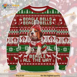 Beagle All The Way All Over Printed Funny Ugly Christmas Sweater