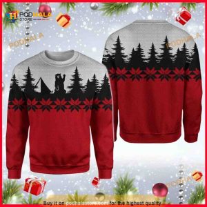 Bear Dark Silhouettes Camping All Over Printed Funny Ugly Christmas Sweater