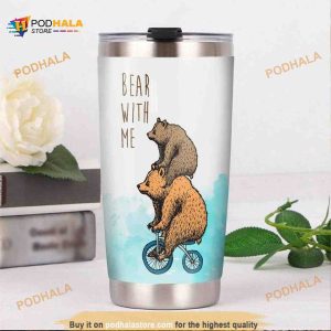 Bear With Me Bike Gift For Lover Day Travel Tumbler All Over Print, Coffee Tumbler