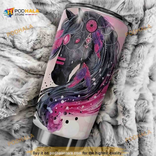 Beautiful Long Hair Horse Stainless Steel Cup Travel Tumbler, Coffee Tumbler