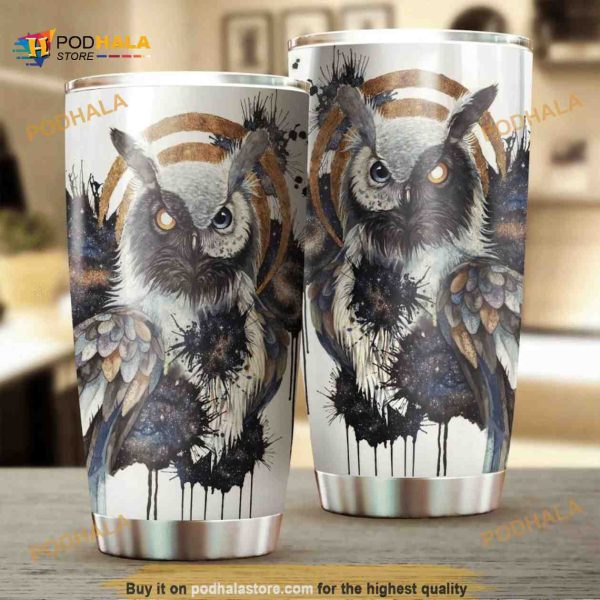 Beautiful Owl Art Stainless Steel Cup Travel Tumbler, Coffee Tumbler