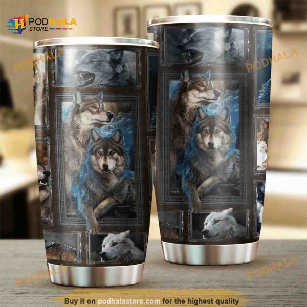 Beautiful Wolf Stainless Steel Cup Travel Tumbler, Coffee Tumbler