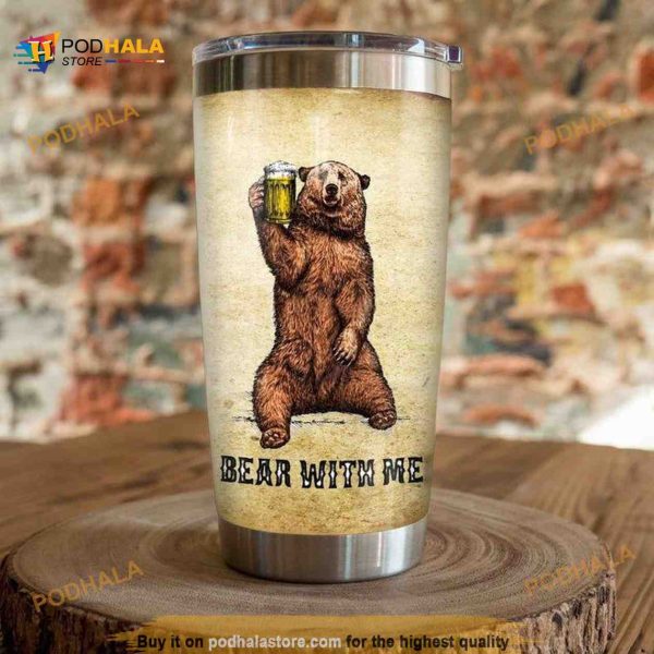 Beer Bear With Me Gift For Lover Day Travel Tumbler All Over Print, Coffee Tumbler