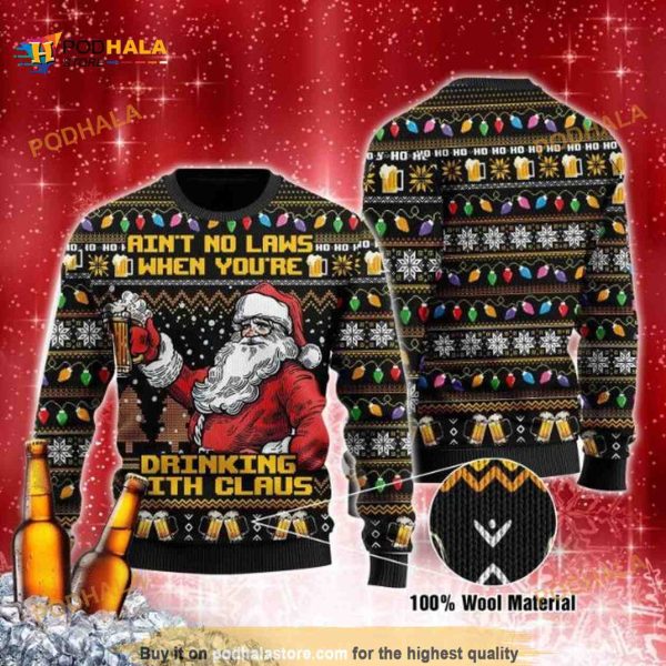 Beer Santa Claus All Over Printed Funny Ugly Christmas Sweater
