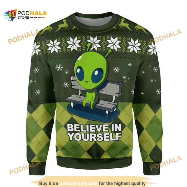 Believe In Yourself 3D Funny Ugly Christmas Sweater