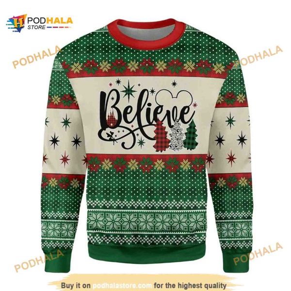 Believe Xmas Tree 3D Funny Ugly Christmas Sweater