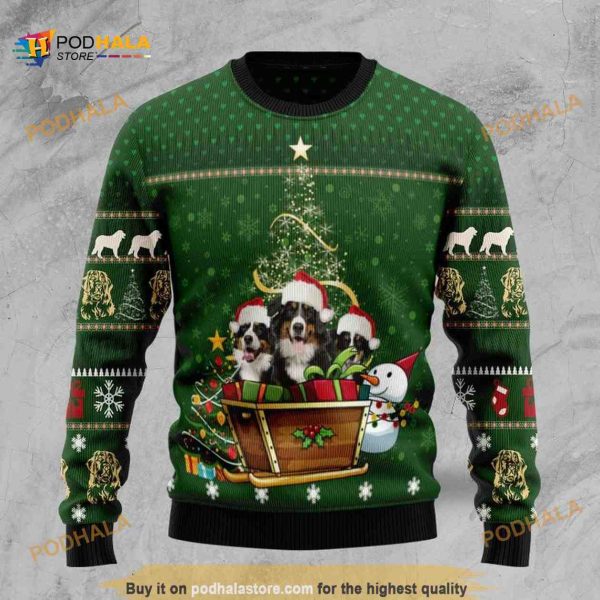 Bernese Mountain Dog Xmas 3D Funny Ugly Christmas Sweater