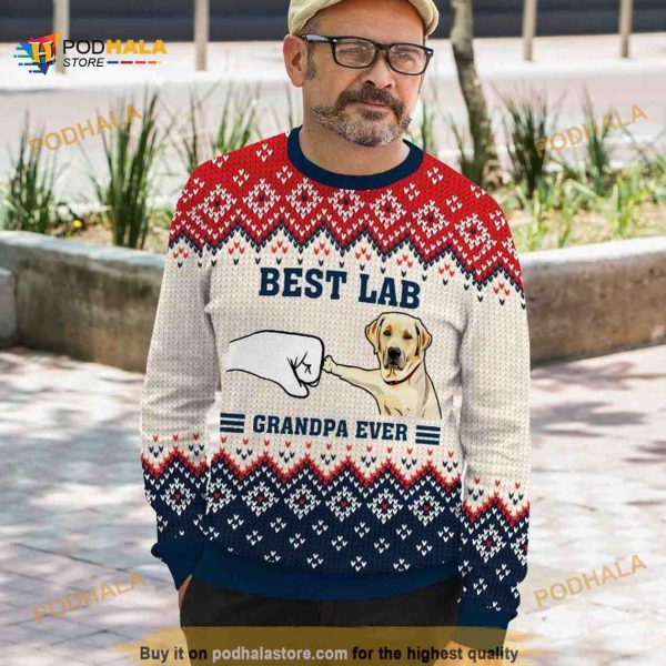 Best Labrador Grandpa Ever 3d Funny Ugly Christmas Sweater