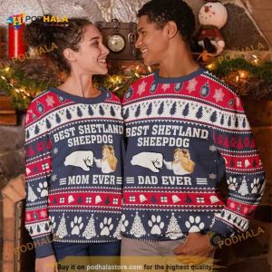 Best Shetland Sheepdog Dad Ever 3D Funny Ugly Christmas Sweater