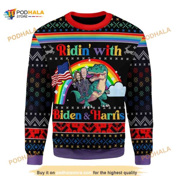 Biden And Harris LGBT 3D Funny Ugly Christmas Sweater