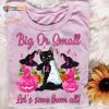 Big Or Small Let's Save Them All Black Cat Haunted Pumpkins Pink Ribbon Witch Hats Halloween Shirt