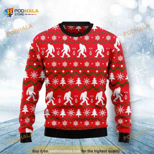 Bigfoot All Over Printed Ugly Christmas Sweater