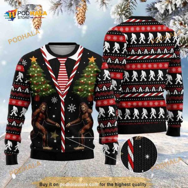 Bigfoot Christmas Vintage Wool Funny Ugly Christmas Sweater