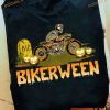 Bikerween Skull Biker Halloween Skull Costume Shirt, Halloween Gift For Bikers