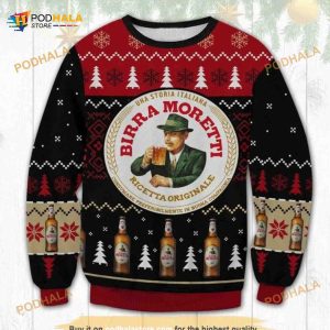 Birra Moretti Beer Vintage Xmas Ugly Wool Sweater