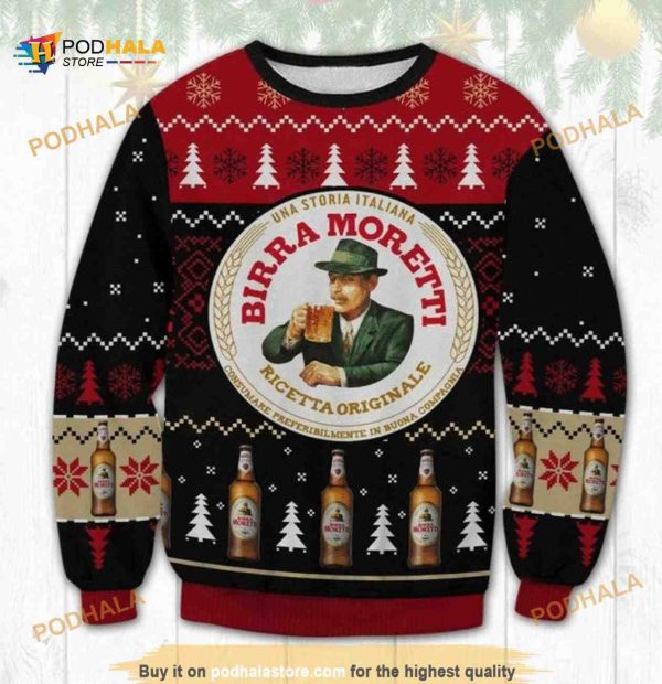 Birra Moretti Beer Vintage Xmas Ugly Wool Sweater