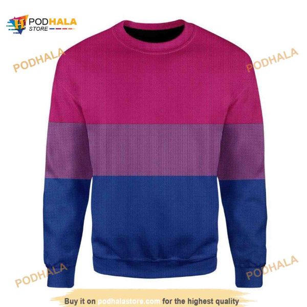 Bisexual Pride Flag Funny Ugly Christmas Sweater