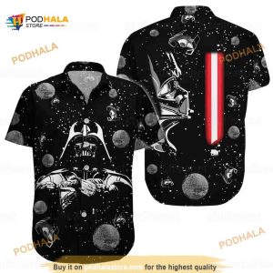 Black Aloha Star Wars Darth Vader Funny Hawaiian Shirt, Gift For Mandalorian Fans