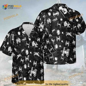 Black Aloha Star Wars Funny Hawaiian Shirt, Gift For Beach Vacation