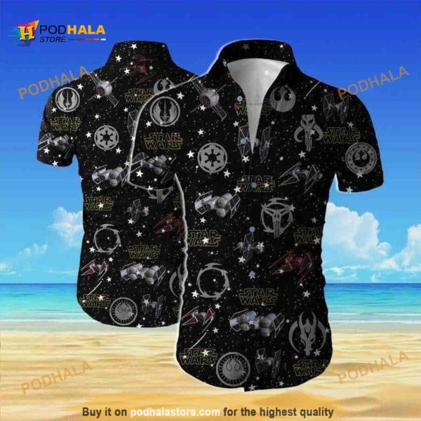 Black Aloha Star Wars Funny Hawaiian Shirt, Summer Beach Gift