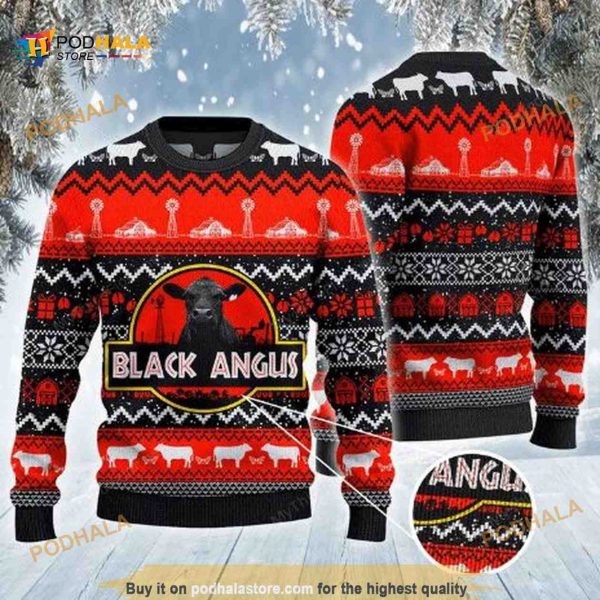 Black Angus Cow Cattle Christmas Wool Funny Ugly Christmas Sweater