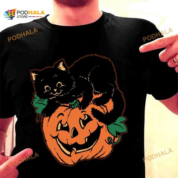Black Cat And Pumpkin Halloween Devil Pumpkin Shirt, Happy Halloween Gift