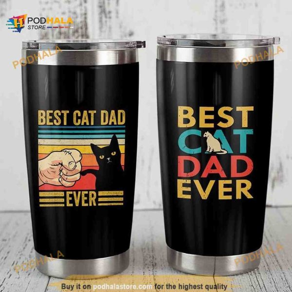 Black Cat Best Cat Dad Ever Gift For Lover Day Coffee Tumbler