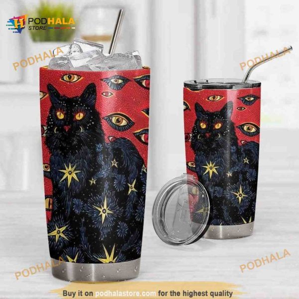 Black Cat Design Gift For Lover Day Coffee Tumbler All Over Print