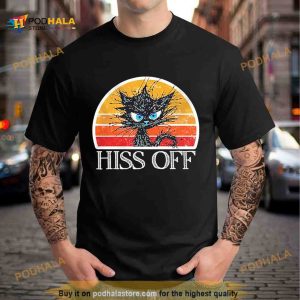 Black Cat Hiss Off Vintage Shirt 2