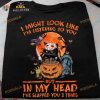 Black Cat Jason Voorhees Halloween Shirt, I Might Look Like I'm Listening To You But In My Head