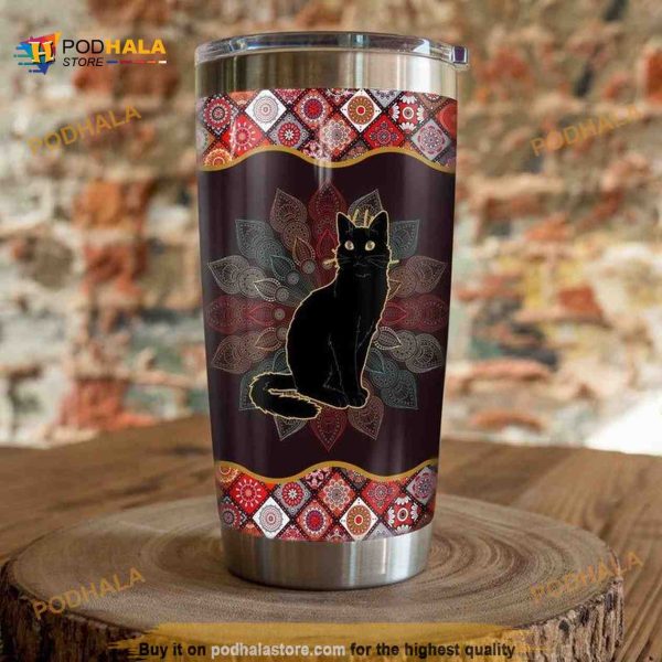 Black Cat Mandala Gift For Lover Day Coffee Tumbler All Over Print