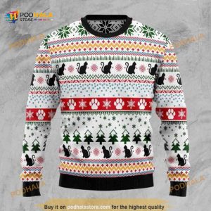 Black Cat Pattern Ugly Christmas Wool Sweater