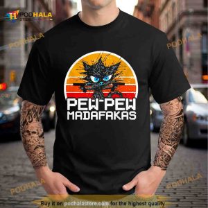 Black Cat Pew Pew Madafakas Vintage Shirt 2
