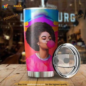 Black Girl Blow Pink Bubble Gift Coffee Tumbler