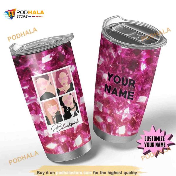 Black Pink Polaroid Custom Name Gift Coffee Tumbler