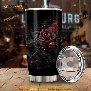 Black Rose Stainless Steel Cup Coffee Tumbler