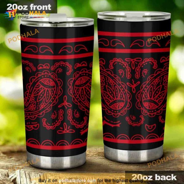 Black and Red Bandana Stainless Steel Cup Coffee Tumbler
