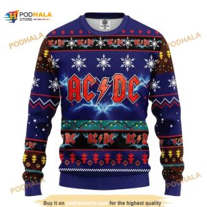 Blue ACDC Rock Band Ugly Sweater