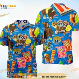 Blue Ice Cream Cornetto Summer Time Funny Hawaiian Shirt, 3D Hawaiian Aloha Shirt