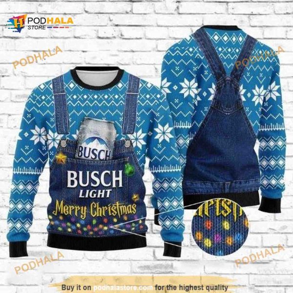 Blue Merry Christmas Busch Light Ugly Sweater