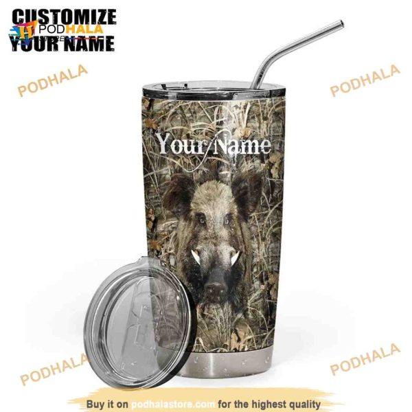 Boar Hunting Custom Name Design Vacuum Insulated Coffee Tumbler