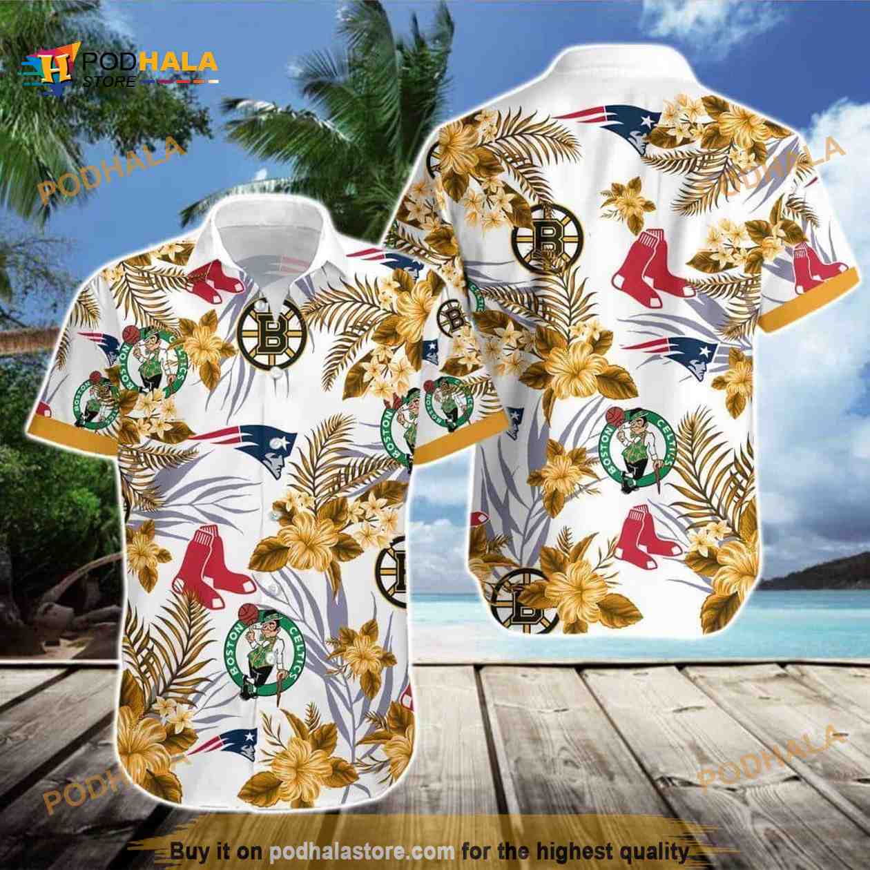 HOT Boston Celtics NBA Hibiscus Palm Leaves Beach Hawaiian Shirt