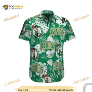 Boston Celtics Funny Hawaiian Shirt, Palm Leaves Pattern Beach Gift For Friend