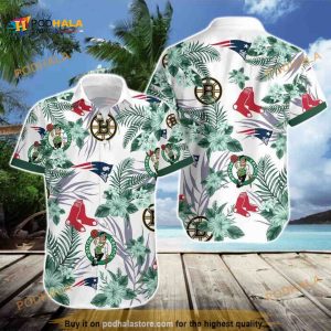 Boston Celtics Funny Hawaiian Shirt, Tropical Flora For Summer Lovers Aloha Shirt