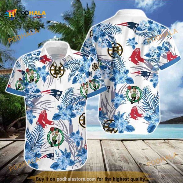 Boston Celtics Funny Hawaiian Shirt, Tropical Flora Gift For Beach Lovers