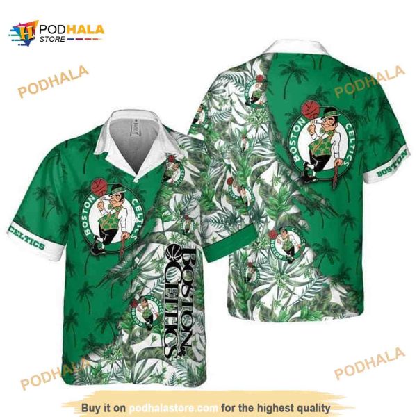 Boston Celtics Funny Hawaiian Shirt, Tropical Flowers Summer Holiday Gift