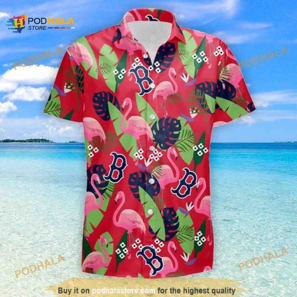 Boston Red Sox Champions Hawaiian Shirt, Flamingo Pattern Gift For Beach Lovers