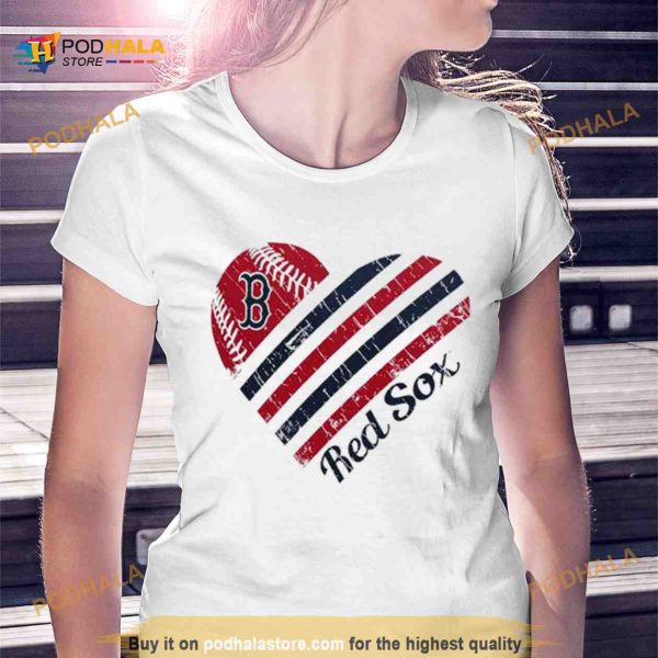 Boston Red Sox G III 4Her by Carl Banks White Heart T Shirt