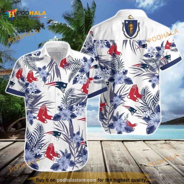 Boston Red Sox MLB Hawaiian Shirt, Hibiscus Flower Pattern Aloha Shirt