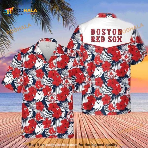 Boston Red Sox MLB Hawaiian Shirt, Hibiscus Flower Pattern Baseball Fans Gift